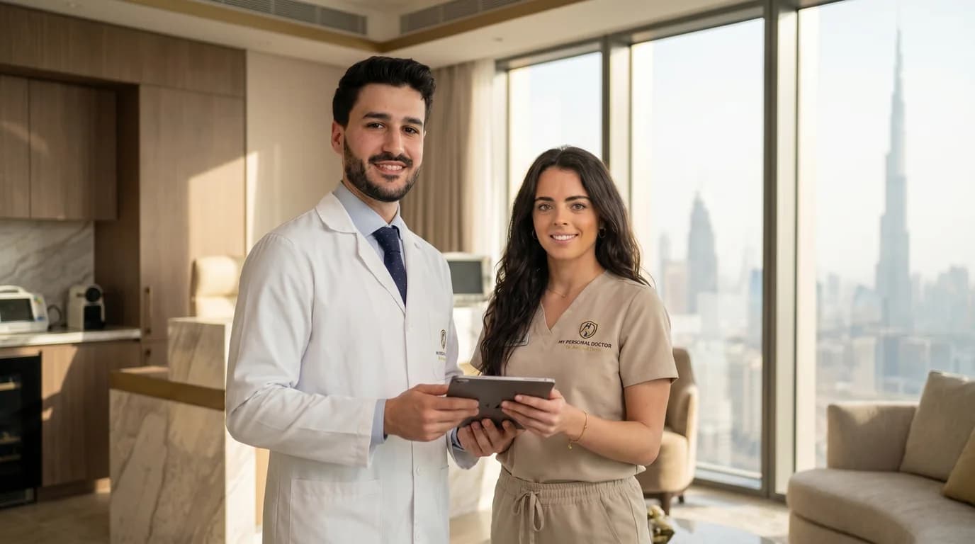 A sophisticated doctor in a luxurious home environment, conveying a sense of calm and control.