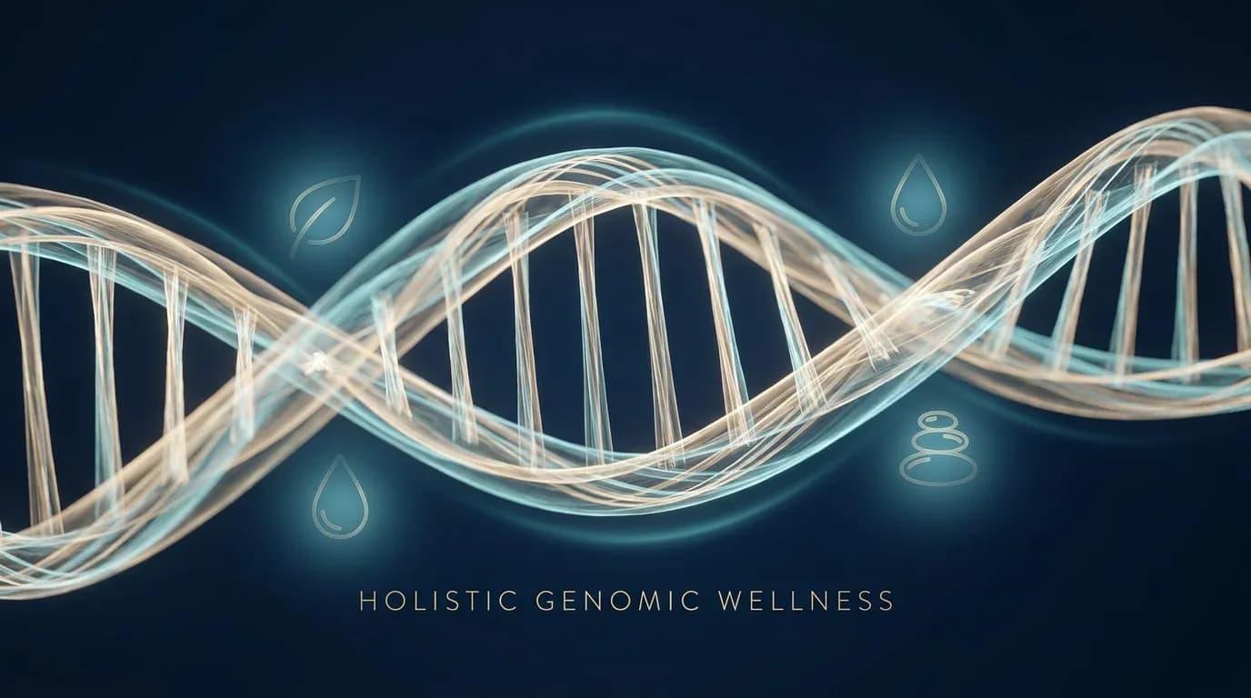 Holistic genomic wellness — glowing DNA helix